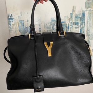 SAINT LAURENT Cabas Y Satchel Black Leather